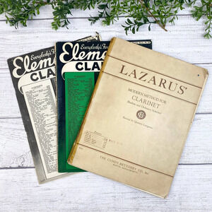 Vintage 1940 Clarinet Lazarus and Elementary Music Instructional Paper Book Set